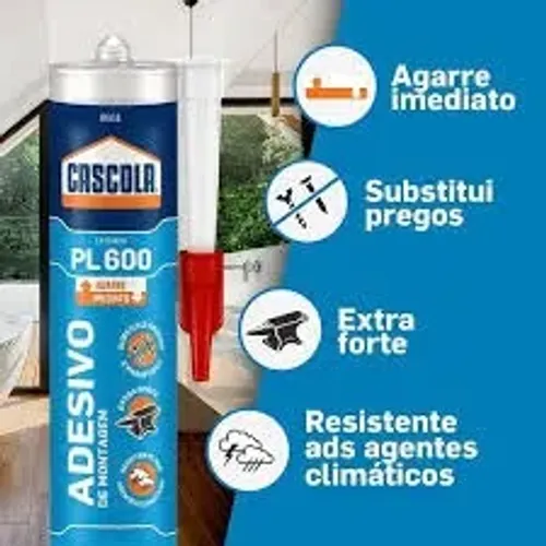 Cola Adesiva PL600 375g exterior Cascola montagem
