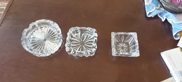 Kit 3 cinzeiros de cristal