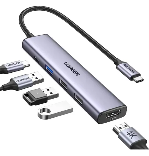 HUB Adaptador USB-C UGREEN 5 em 1 - Expanda as conexões do seu celular