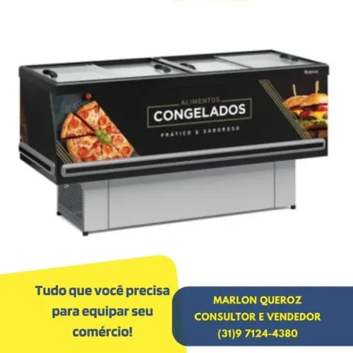 Ilha Para Congelados Vidro Reto 1,90M Gelopar Nova