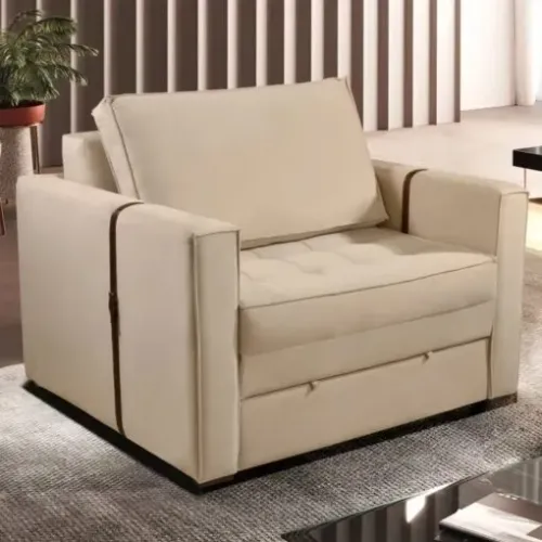 Poltrona Cama Atalaia 1,14m Linho Bege.  Produto Novo. Pronta Entrega.