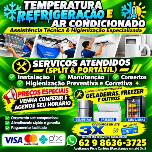Serviço Profissional:Consertos,Manutenção em Geladeiras,Ar condicionado e outros