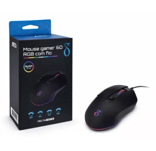 Mouse Gamer RGB 7200 DPI Com Fio Iluminação Personalizável | Delta M5072