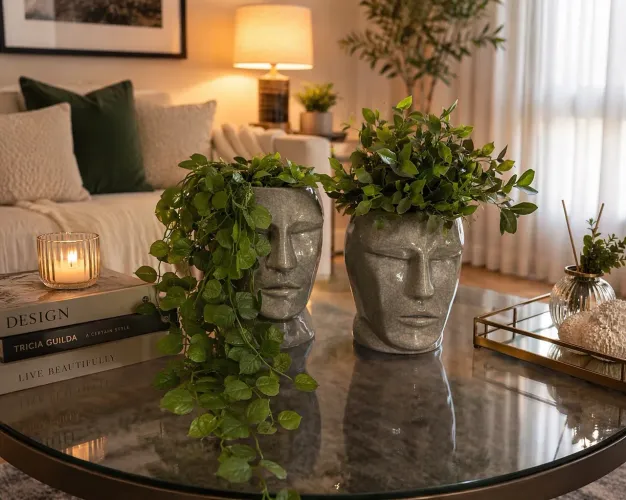 Conjunto de vasos decorativos com plantas - moderno e estiloso