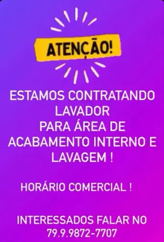 Vaga para lavador em posto de lavagem
