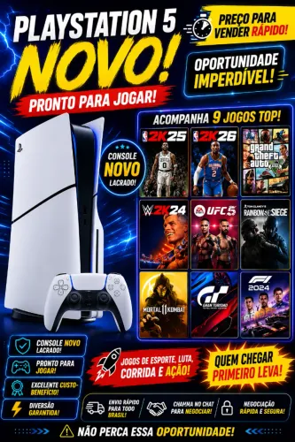 PLAYSTATION 5 NOVO + 9 JOGOS TOP | PREÇO DE OPORTUNIDADE