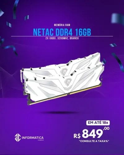 MEMÓRIA RAM NETAC DDR4 16GB