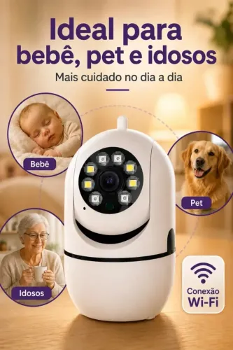 Câmera Segurança Wifi 360 Babá Eletrônica Pet De Estimação