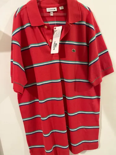 Camisa Polo Lacoste Listrada Vermelha Original Com Etiqueta. Tamanho P