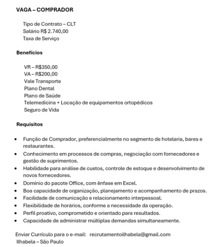 Comprador com Experiência 