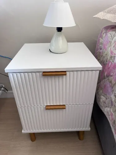 Mesa de cabeceira Ditália 2 gavetas branco (venda do par)