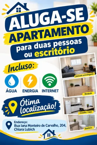 Aluga-se apartamento para duas pessoas ou para escritório.