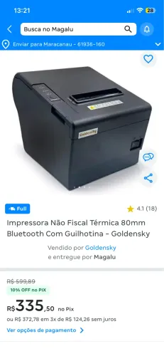 Impressora não fiscal.