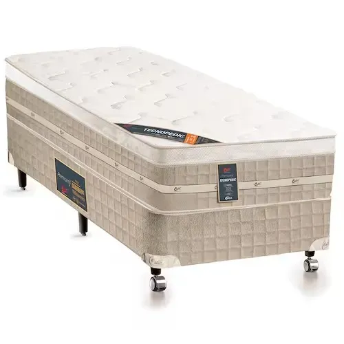 Cama Box Solteiro Castor Premium com Mola Tecnopedic 69x88x188cm - BrancoBege