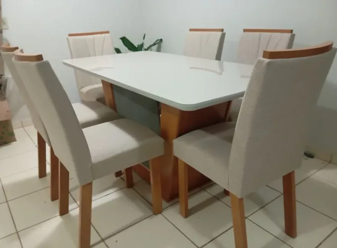 Mesa de jantar aurora com 6 cadeiras 160x90