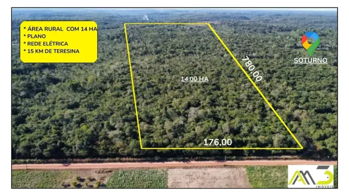 Terreno Rural á venda em Teresina com 14 hectares, nos fundos ideal para sítios, loteame