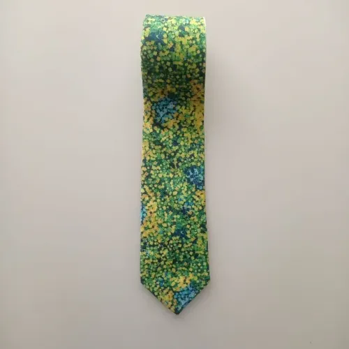 Gravata masculina diament italian classic estampada verde amarela e azul