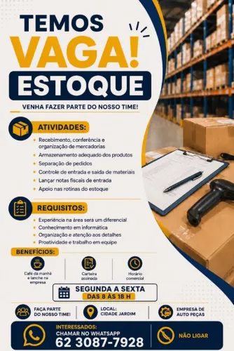 VAGA PARA ESTOQUISTA 