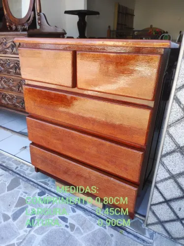 CÔMODA 5 GAVETAS MADEIRA MACIÇA.(ANGELIM PEDRA)