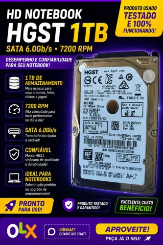 HD HGST 1TB para Notebook - 7200 RPM - SATA 6Gb/s
