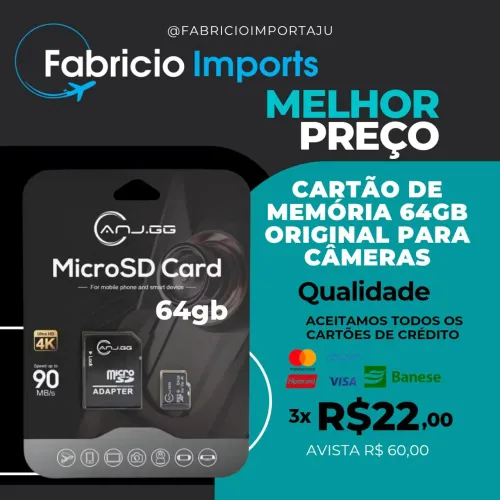 CARTÃO DE MEMÓRIA 64GB PARA CÂMERA