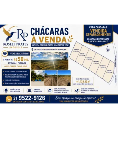 CHÁCARAS À VENDA EM BONFIM/MG