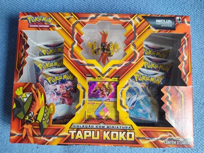 Box Pokemon Lacrado com Miniatura Tapu-koko 37 cartas