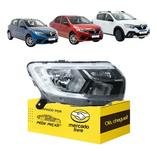Farol Sandero Stepway 2020 21 22 23 24 2025 C/led L.d Direito/passageiro