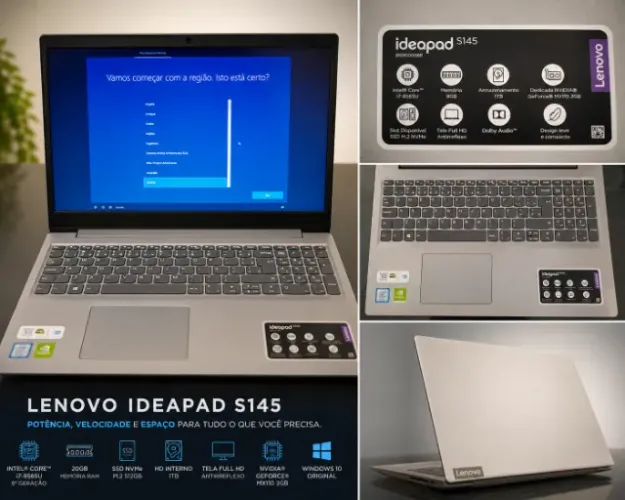 Lenovo S145 i7 | 20GB RAM | SSD NVMe 512GB + HD 1TB | GeForce MX110 (Perfeito estado)