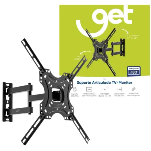 Suporte Articulado / Ajustável para TV e Monitor de 17" a 65" Polegadas Get *NOVA*