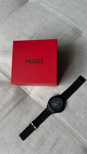 Relógio masculino Hugo Boss 1530289 quartzo mostrador preto malha aço inoxidável 44mm