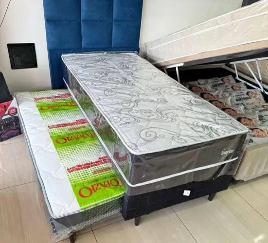 Cama box solteiro com auxiliar 10cm