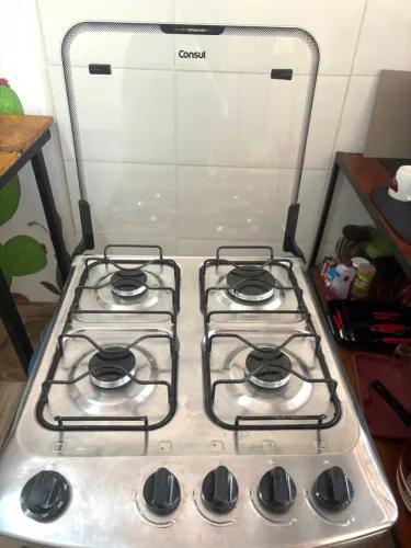 Fogão consul 4 bocas inox com mesa de vidro