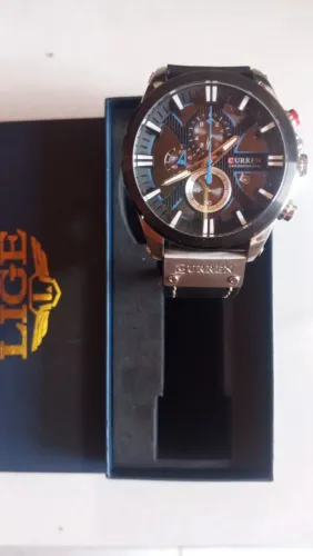 Relógio currem original pulseira de couro