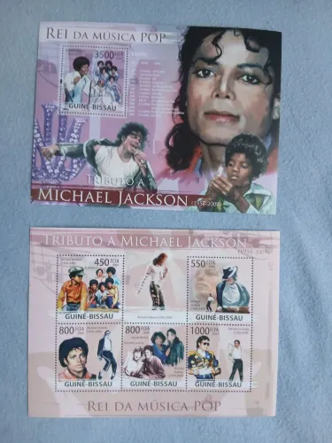 Série e bloco de selos música - Michael Jackson