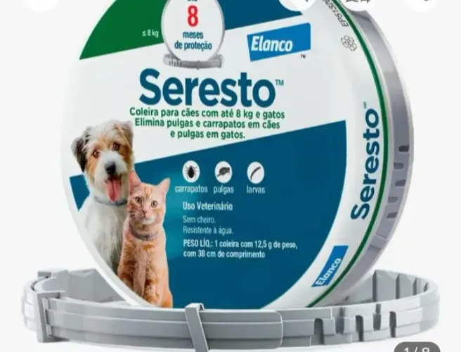 Coleira antipulgas Seresto cães e gatos até 8kg Elanco