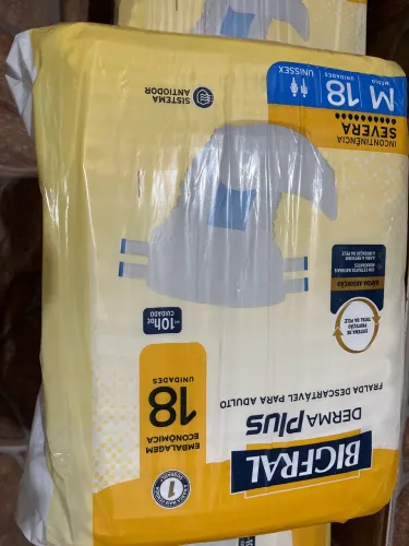 Fralda Geriátrica Bigfral Derma Plus M com 18un Embalagem Econômica