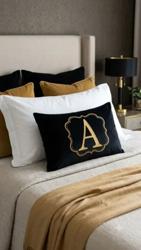 Almofada baguete personalizada com iniciais do nome
