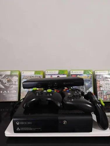 Xbox 360 Slim Completo + Kinect + 3 Controles + 9 Jogos Originais