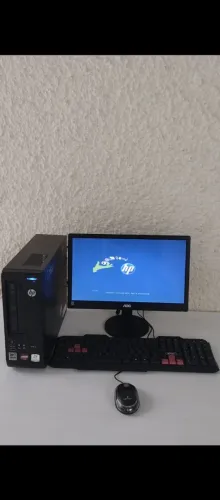 Pc Completo HP AMD VGA DVI Windows 10 Pro Ativado 4G Monitor AOC 16" LED
