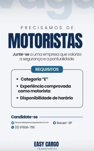 Vagas motoristas carreteiro sp