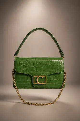 Bolsa Cecconello verde de couro crocodilo, estado de nova