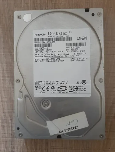 HD Interno Hitachi Deskstar 500GB SATA 7200 RPM