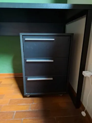 Gaveteiro com 3 Gavetas com Rodízios Preto Politorno 