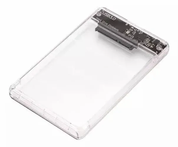 Case em acrílico pra HD sata 2.5 SSD + cabo USB 3.0