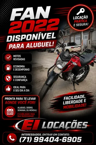 ALUGUEL DE MOTOS PARA APP - FAN DISPONÍVEL