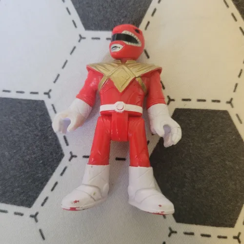 Boneco Power Ranger Vermelho Com Armadura Dourada - Imaginext Original
