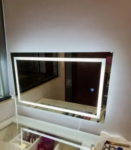 Espelho Retangular com LED 80x50 cm Touch 3 Tons de Luz
