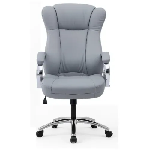 Cadeira Presidente Executiva Cinza Base Cromada Conforto Ergonômico Premium 31403