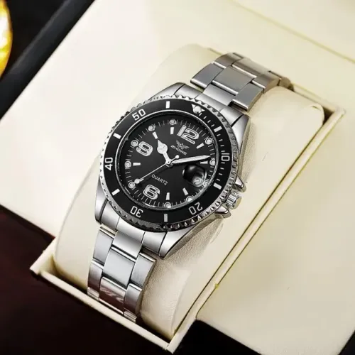 Relógio De Pulso Masculino Luxo Quartzo Redondo Aço Inox Data Calendário Esportivo Executi